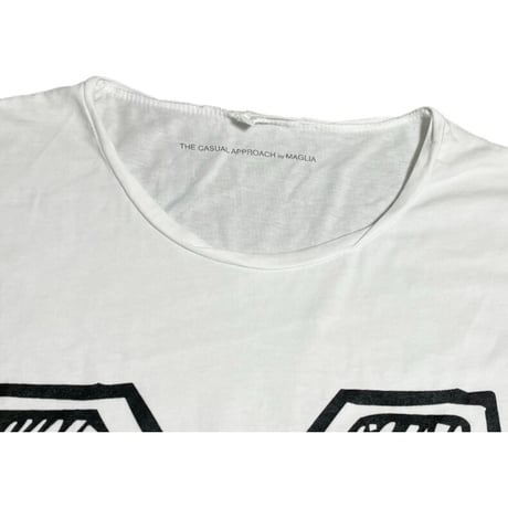 MADE IN ITALY製 MAGLIA ロゴプリントクルーネックTシャツ ホワイト Sサイズ