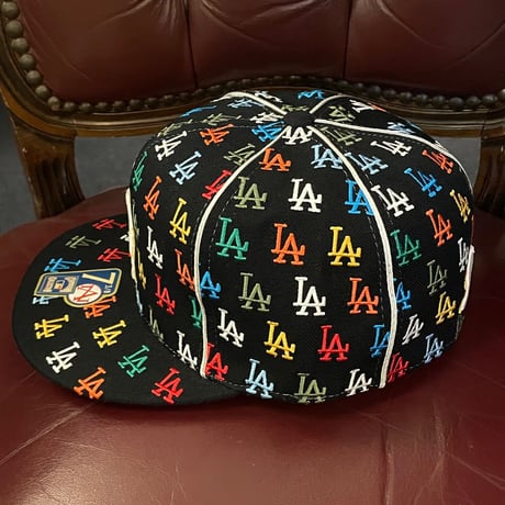 American Needle × LOS ANGELES DODGERS 総柄ベースボールキャップ ブラック 7-3/8