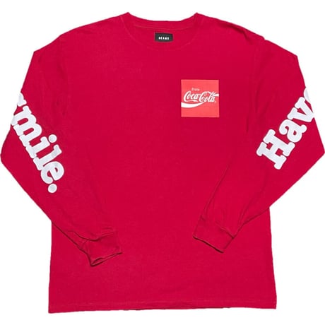 BEAMS T × Coca Cola コラボレーション長袖Tシャツ レッド Mサイズ