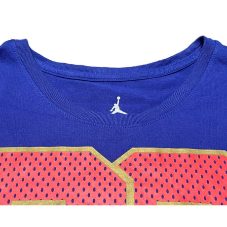 NIKE AIR JORDAN バルセロナ五輪92ロゴプリント半袖Tシャツ ロイヤルブルー Sサイズ