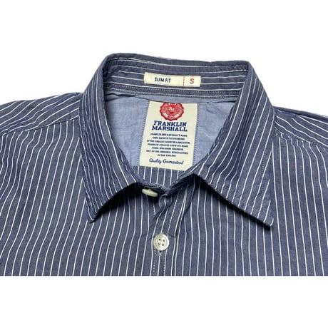 MADE IN ITALY製 FRANKLIN MARSHALL SLIM FIT 長袖ストライプシャツ ダンガリー Sサイズ
