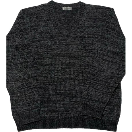 MADE IN ITALY製 BARNEYS NEWYORK メリノウール混Vネックセーター ブラック 48サイズ