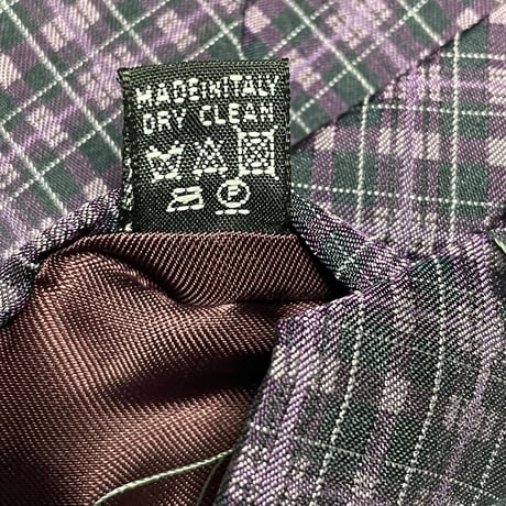 MADE IN ITALY製 MASSIMO BIONDI CRAVATTE チェック柄シルクネクタイ パープル