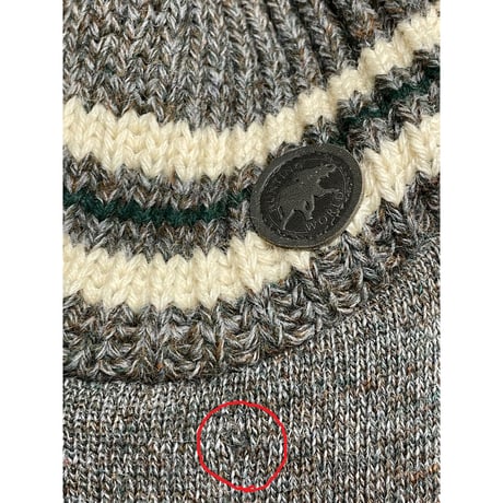 ▲訳あり商品▲ MADE IN ENGLAND製 HUNTING WORLD ブリティッシュウール帽子マフラー手袋セット グレー×グリーン