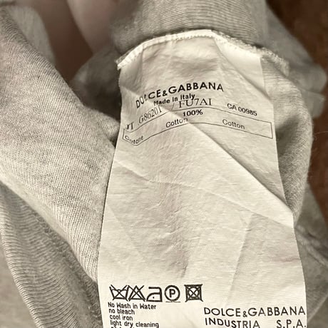 MADE IN ITALY製 DOLCE & GABBANA VネックレイヤードTシャツ グレー×ピンク 44サイズ