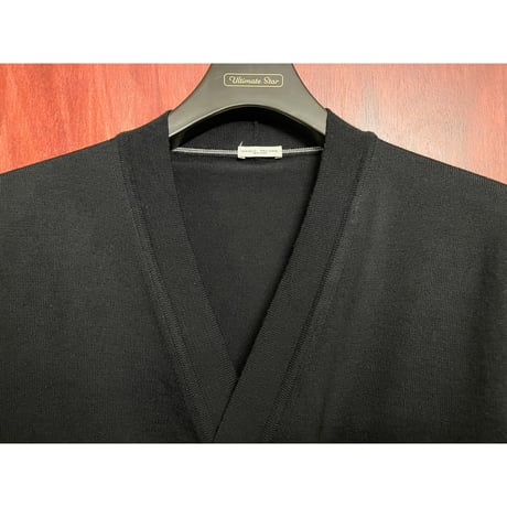 【UNITED ARROWS 取り扱い】 MADE IN ITALY製 PAOLO PECORA ダブル仕様ウールカーディガン ブラック Mサイズ