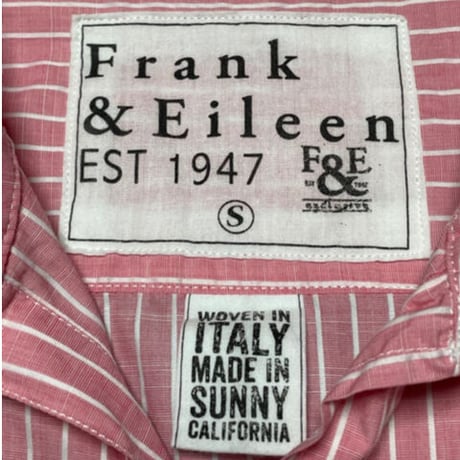 【サザビーリーグ取り扱い】MADE IN USA製 Frank & Eileen 長袖ストライプ柄シャツ ピンク Sサイズ