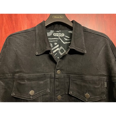 希少 MADE IN USA製 ROCKERS NYC ブラックストレッチデニムジャケット ブラック Sサイズ