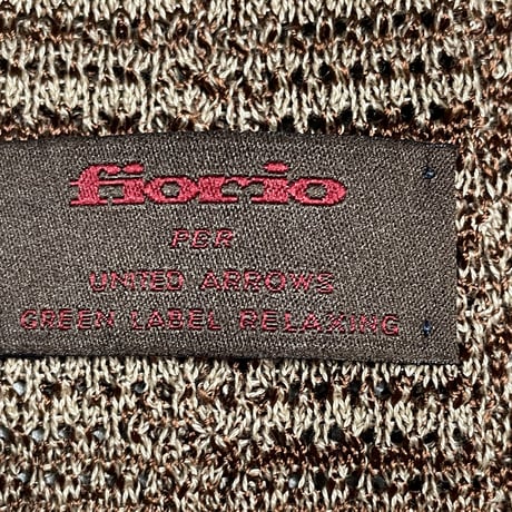 MADE IN ITALY製 fiorio PER UNITED ARROWS GREEN LABEL RELAXING ボーダー柄ニットネクタイ ブラウン