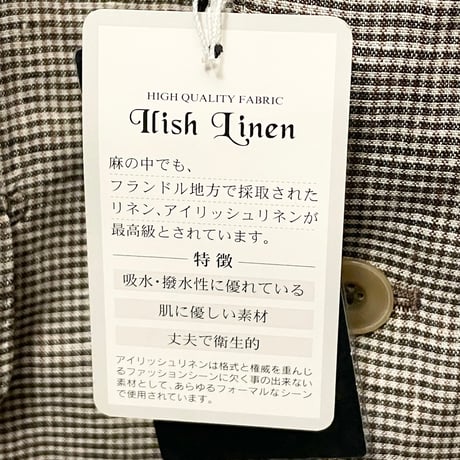 ☆タグ付き新古品☆ CHRISTIAN ORANI Irish Linen ギンガムチェック柄 リネンテーラードジャケット ブラウン AB5サイズ