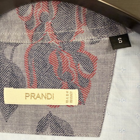 MADE IN ITALY製 PRANDI 長袖ボタンダウンシャツ サックスブルー Sサイズ