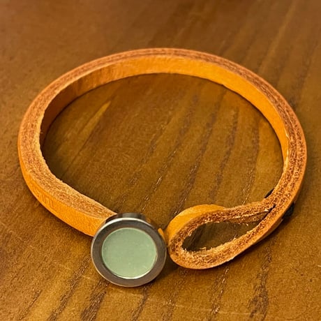 ★新品★ MADE IN ITALY製 TULSI PETRA 砂金石/アベンチュリン ハンドメイドレザーブレスレット ナチュラル XS～Mサイズ