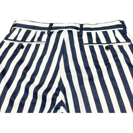 MADE IN JAPAN製 BOW & ARROWS UNITED ARROWS ストライプ柄コットンスラックス ネイビー×ホワイト 44サイズ