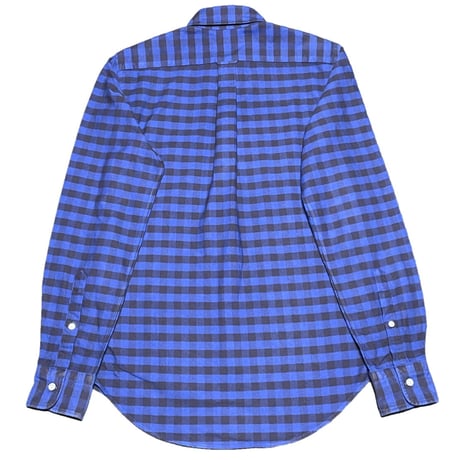 MADE IN JAPAN製 TOMORROWLAND ボタンダウン長袖ブロックチェック柄シャツ ブルー×ネイビー XSサイズ