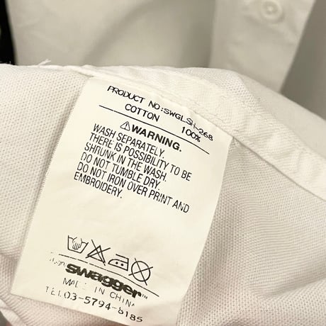 SWAGGER 長袖ボタンダウンオックスフォードシャツ ホワイト Lサイズ