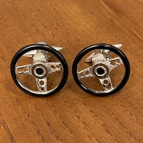 ハンドルデザイン カフスボタン シルバー×ブラック