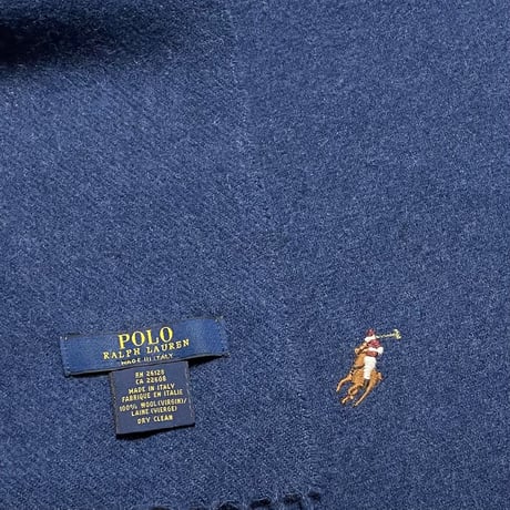MADE IN ITALY製 POLO RALPH LAUREN ヴァージンウールマフラー ネイビー