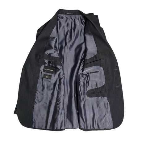 MADE IN BULGARIA製 EMPORIO ARMANI ストレッチブラックデニムスーツ ブラック 44サイズ