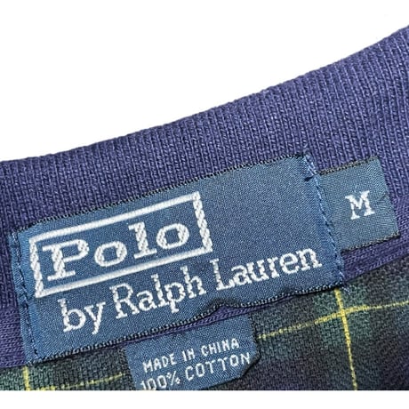 Polo by RALPH LAUREN 半袖パッチワークチェック柄ポロシャツ グリーン Mサイズ