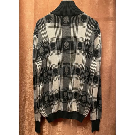 MADE IN ITALY製 GEMMA.H UOMO フルジップコットンカーディガン ブラック×グレー XLサイズ