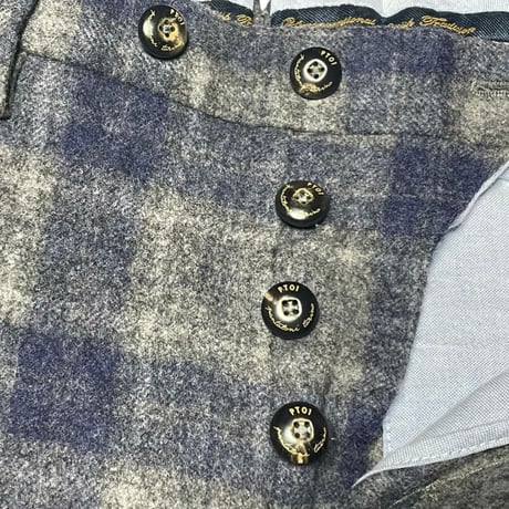 MADE IN ROMANIA製 PT01 Fulham Rd. SLIM FIT チェック柄ヴァージンウールスラックス グレー×ネイビー 46サイズ
