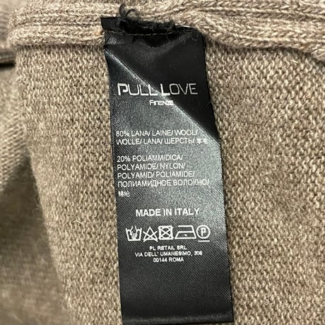 MADE IN ITALY製 PULL LOVE フルジップウールナイロンカーディガン ブラウン Sサイズ