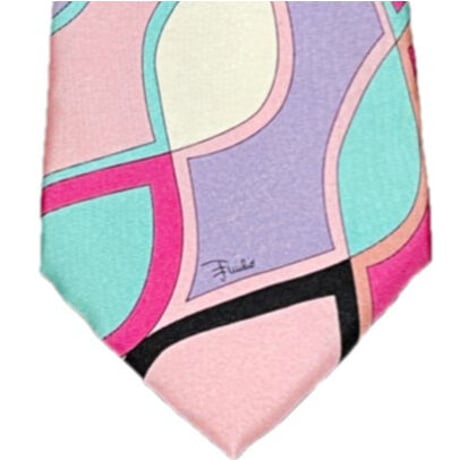 MADE IN ITALY製 EMILIO PUCCI 総柄シルクネクタイ マルチカラー
