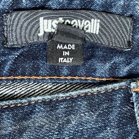 MADE IN ITALY製 Just Cavalli ダメージ加工デニムパンツ インディゴ W40サイズ