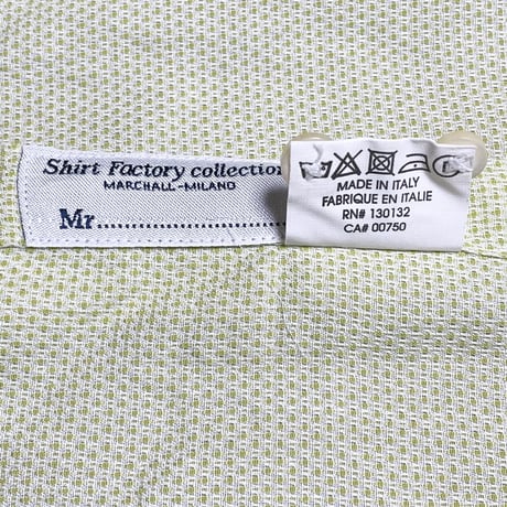 MADE IN ITALY製 Shirt factory Collection 長袖シャツ 38/15サイズ イエロ―グリーン