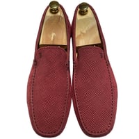 箱、専用袋付き MADE IN ITALY製 TOD'S 型押しレザードライビングシューズ レッド 9/28cmサイズ