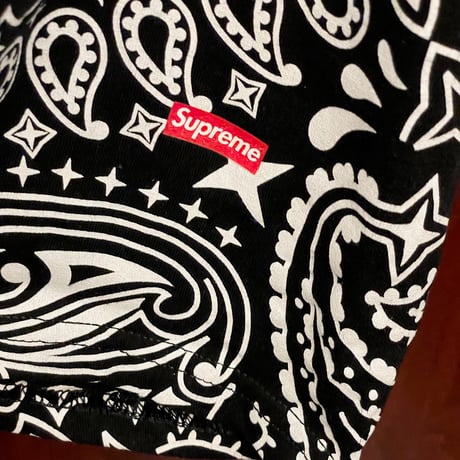 Supreme × Hanes BandanaTagless Tee 総柄クルーネックコットンTシャツ ブラック Lサイズ