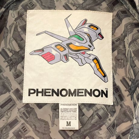 激レア MADE IN JAPAN製 PHENOMENON 2008年モデル 総柄 フルジップシースルージャケット グレー×ホワイト Mサイズ