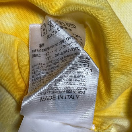 MADE IN ITALY製 FRANKLIN MARSHALL VARSITY タイダイ染めプリントTシャツ イエロー Lサイズ