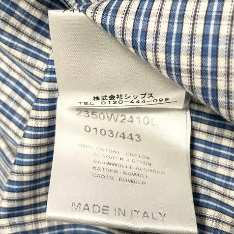 【SHIPS取り扱い】MADE IN ITALY製 GUY ROVER PER SHIPS 長袖チェックシャツ ブルー Sサイズ