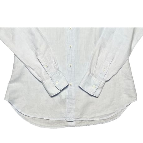 ▲訳あり商品▲ MADE IN ITALY製 eleventy 長袖リネンコットンシャツ サックスブルー 42-16 1/2サイズ