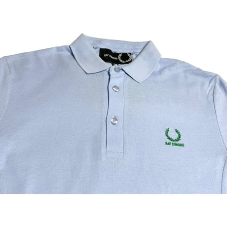 ☆タグ付き新古品☆ FRED PERRY × RAF SIMONS Wネーム替え襟付き半袖鹿の子ポロシャツ サックス 36サイズ