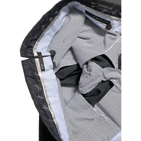 PT01 TRAVELLER Slim Fit 千鳥格子スラックス チャコールグレー 48サイズ