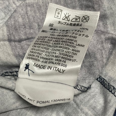 MADE IN ITALY製 FRANKLIN MARSHALL ALUMNI パッチワークプリント加工 半袖ニットポロシャツ インディゴ XSサイズ