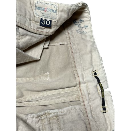 ▲訳あり商品▲ SOLIDO × MONOCROM Wネームチノパンツ ベージュ W30サイズ