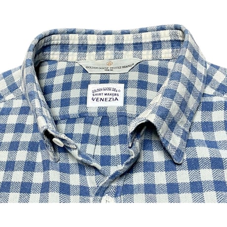 MADE IN ITALY製 GOLDEN GOOSE DELUXE BRAND 長袖ギンガムチェックシャツ ブルーチェック XSサイズ