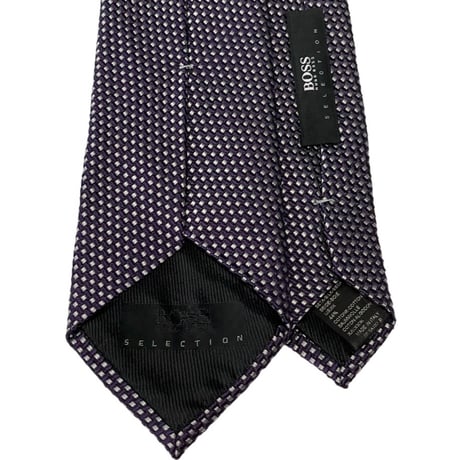 MADE IN ITALY製 HUGO BOSS BOSS SELECTION ドット柄シルクコットンネクタイ パープル