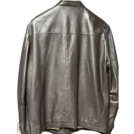 定価15万 ブートニエール付き MADE IN ITALY製 LARDINI ラムレザージャケット ダークブラウン 48サイズ