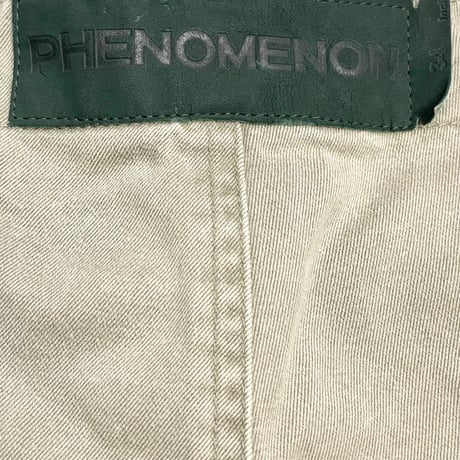 レア MADE IN JAPAN製 PHENOMENON 2006年モデル 迷彩デザインカーゴハーフパンツ カーキ W34サイズ