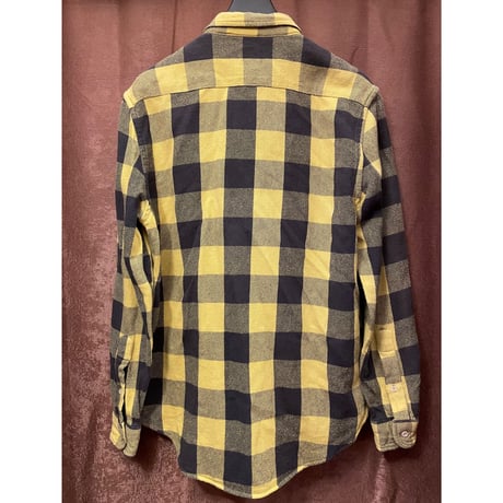 MADE IN ITALY製 LEVI'S VINTAGE CLOTHING 1950's ショートホーン 長袖ブロックチェックネルシャツ イエロー×ブラック Mサイズ