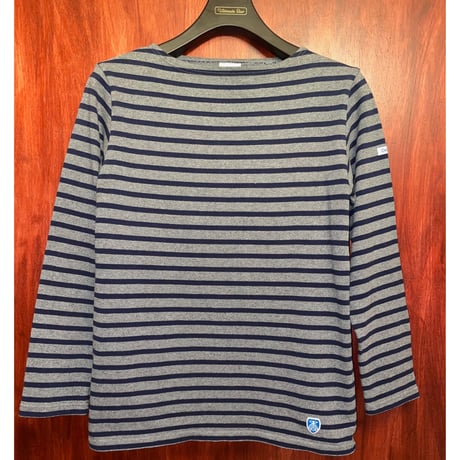 MADE IN FRANCE製 ORCIVAL ボーダー柄バスクシャツ グレー×ネイビー 2サイズ
