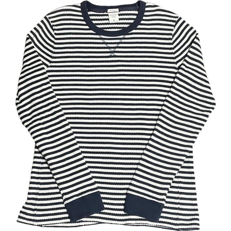 Abercrombie & Fitch ボーダー柄ワッフルサーマル ホワイト×ネイビー Mサイズ