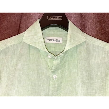 MADE IN JAPAN製 Maker's Shirt 鎌倉 長袖リネンシャツ ライトグリーン Lサイズ