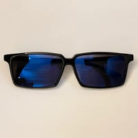 ノーブランド ミラーレンズサングラス ブラック×ブルー