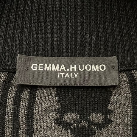 MADE IN ITALY製 GEMMA.H UOMO フルジップコットンカーディガン ブラック×グレー XLサイズ