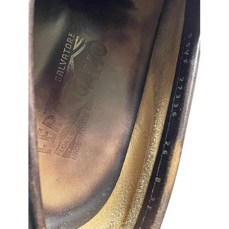 MADE IN ITALY製 Salvatore Ferragamo ホースビットローファー ブラック 8/26cm